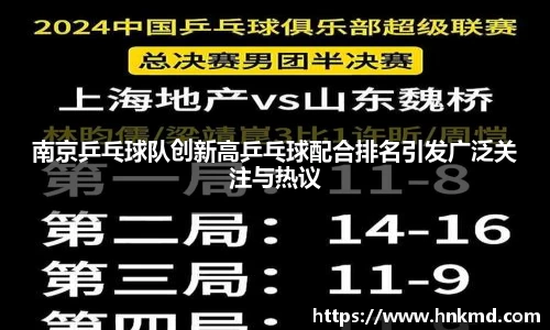 南京乒乓球队创新高乒乓球配合排名引发广泛关注与热议