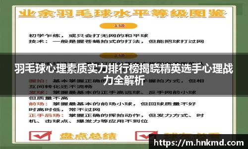 羽毛球心理素质实力排行榜揭晓精英选手心理战力全解析